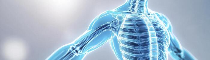 Glowing Blue Human Torso Digital Rendering photo