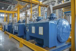 Industrial Blue Machinery in Factory Setting photo