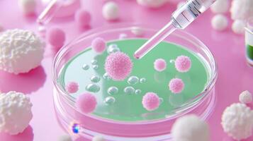 Microscopic Cells in Petri Dish with Pipette photo