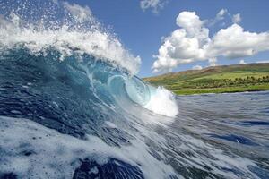 Powerful Ocean Wave Crashing on Sunny Coast photo