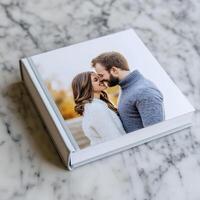 Couple's Intimate Portrait in White Photo Album