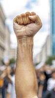 Raised Fist in City Protest photo