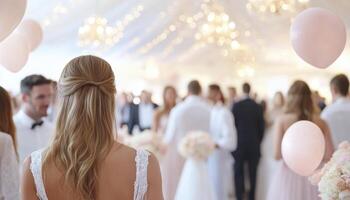 Captured in a blur of elegance, a charity gala unfolds, bathed in the soft glow of chandeliers Formally dressed attendees mingle, creating a tapestry of sophistication and philanthropy Laughter and photo