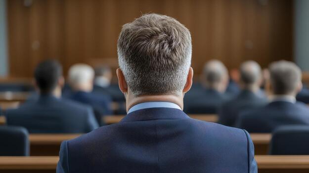 Capturing the essence of a modern business seminar, the image presents a softly focused tableau of engaged attendees The composition emphasizes collaboration and knowledge sharing, with participants photo