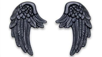Elegant Angel Wings Illustration Explore the beauty and symbolism of feathered wings with this detailed image Perfect for designs related to spirituality, freedom, and artistic expression These photo