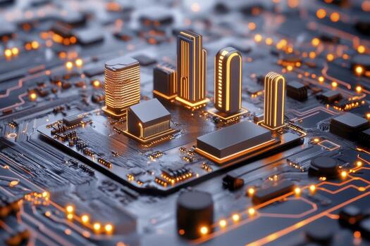 Explore the intricate world of computer science with this captivating image of a detailed motherboard, showcasing the complexity and beauty of technology Discover the interconnectedness of circuits photo