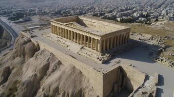 Majestic Parthenon A Stunning Aerial View of Ancient Greek Architecture, Explore the iconic Doric temple on the Acropolis in Athens, Greece, capturing its timeless beauty, architectural marvel photo