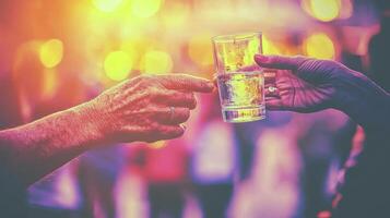 Sharing a Moment Capturing Connection and Celebration with a Refreshing Drink, Illustrating Friendship and Togetherness This Vibrant Image Showcases the Joy of Socializing and Enjoying a Shared photo