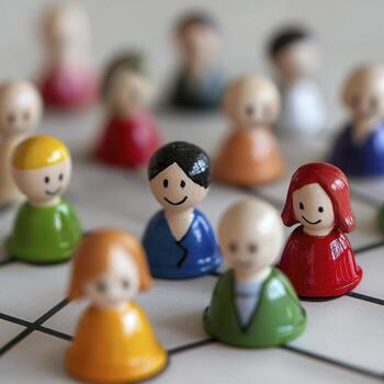 de madera cifras explorador trabajo en equipo, estrategia, y miniatura mundos en detalle, esta imagen capturas el esencia de colaboración y pensativo planificación cada cifra, cuidadosamente hecho a mano, representa un foto