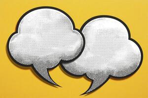 Unlock your creative potential with this dynamic image of overlapping speech bubbles, perfect for illustrating communication, dialogue, ideas, and conversations Enhance your projects with this photo