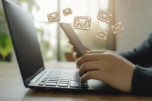 Unlock Seamless Communication Harness the Power of Email and Mobile Technology for Enhanced Connectivity and Productivity Explore the Synergy Between Laptop and Smartphone for Efficient Message photo