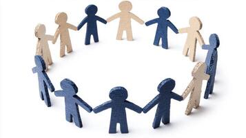 Unity in Diversity A Symbol of Collaboration, illustrating a group of interconnected people standing together in a circle, representing teamwork and mutual support This Image symbolizes harmony and photo
