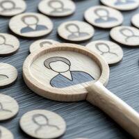 Uncover the Hidden Talents A Strategic Approach to Recruitment and Team Building, Illustrating Focused Search and Identifying Key Individuals within a Group, Highlighting the Importance of Spotting photo