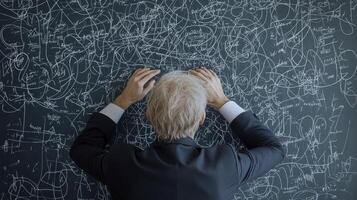 Stressed Businessman Frustrated by Complex Problem Exploring Overwhelmed Emotions and Business Challenges Navigating Stress, Confusion, and Mental Health Issues in the Modern Workplace, This Image photo