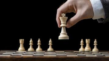 Strategic Chess Game A Symbolic Representation of Leadership, Tactics, and Decision-Making in Business, Sport, and Life This image depicts a pivotal moment on the chessboard, highlighting the power photo