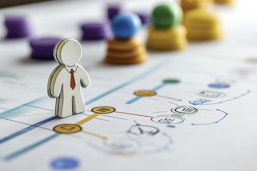 Strategic Business Planning and Goal Setting A Visual Representation of Leadership, Decision Making, and Strategic Thinking for Success, Showcasing a Leader Figure Navigating a Complex Path, with photo