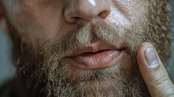 Close Up Glittery Beard Man Face photo