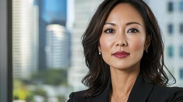 Confident Businesswoman Portrait City View photo