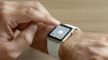 Man Using Smartwatch with Email Notification photo