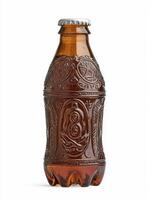 Intricate Etched Amber Glass Bottle on White photo