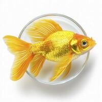 Orange Goldfish in a Clear Glass Bowl photo