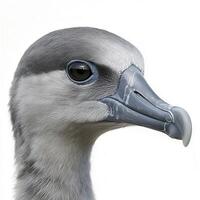 Gray Seabird Profile Closeup Against White Background photo