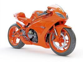 Orange Superbike Motorcycle on White Background photo