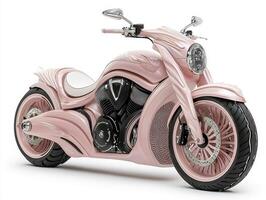 Pink Custom Motorcycle with Intricate Details photo