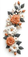 Sculpted Peach and White Rose Bouquet on White photo