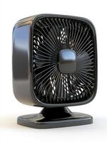 Modern Black Square Desktop Fan on White Background photo