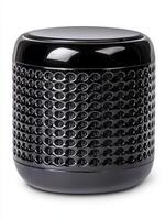 Black Cylindrical Speaker with Textured Surface photo