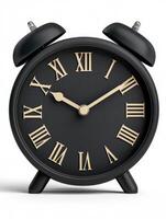 Black Alarm Clock with Gold Roman Numerals photo