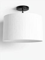 Modern White Textured Cylinder Lampshade with Black Mount photo