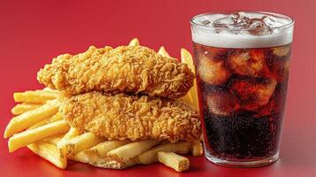 Crispy Chicken Tenders with Fries and Cola photo