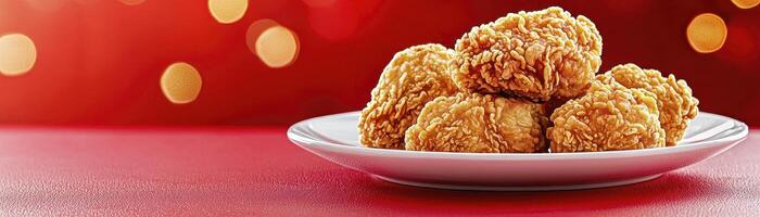 Crispy Fried Chicken on Red Background photo