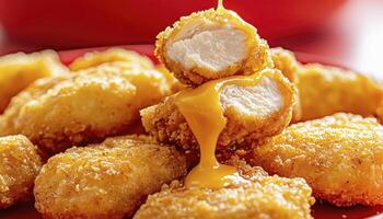 Crispy Golden Chicken Nuggets with Cheesy Sauce photo