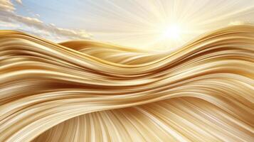 Golden Wheat Field at Sunrise with Sun Rays photo