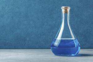 Blue Liquid in Glass Flask on Gray Surface photo