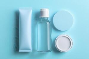 Light Blue Cosmetic Containers Product Mockup photo