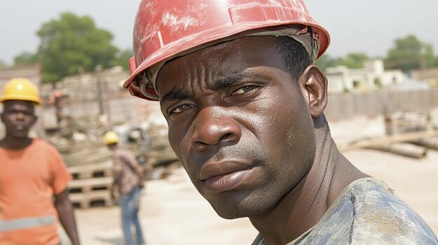 Close-Up Portrait of a Dusty Construction Worker photo