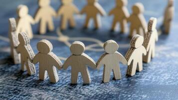 Wooden Figurines in a Circle Representing Unity photo