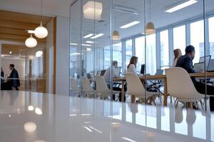Modern Office Interior Businesspeople Working at Desks photo