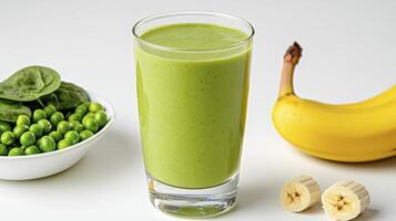 Vibrant Green Smoothie Recipe A Delicious and Nutritious Blend of Fresh Spinach, Sweet Banana, and Healthy Peas for a Refreshing Boost Discover the Perfect Way to Enjoy Your Daily Dose of Vitamins photo