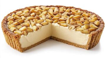 Indulge in the visual delight of a delectable ricotta pie image, showcasing its creamy filling and golden-brown crust, perfect for food enthusiasts and dessert lovers alike Explore the artistry of photo