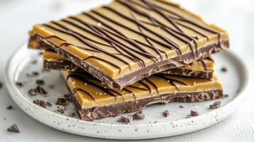Indulge in the delectable delight of homemade chocolate caramel squares, a symphony of rich cocoa and creamy caramel textures that dance upon your palate, perfectly balanced with a hint of sea salt photo