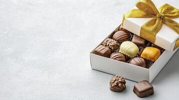 Indulge in Decadence A Luxurious Chocolate Gift Box for Every Occasion, Showcasing Assorted Gourmet Chocolates with Rich Flavors and Exquisite Textures, Perfect for Valentine's Day, Anniversaries, or photo