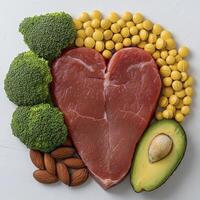 Fuel your heart with the goodness of nature a vibrant image showcasing heart-healthy foods Explore the power of a balanced diet with this visually stunning composition featuring lean meat, vibrant photo