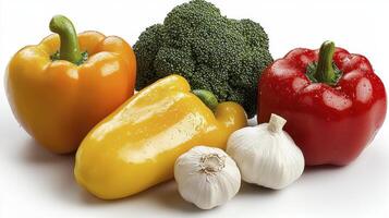 Explore the vibrant world of fresh vegetables with this captivating image showcasing the beauty of nature's bounty Witness the stunning colors and textures of peppers in yellow, red, and orange photo
