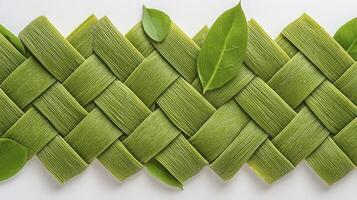Explore the intricate beauty of this woven green texture, a mesmerizing pattern created from natural materials, showcasing a delicate balance between nature and design, ideal for backgrounds photo
