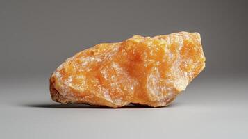 Explore the captivating beauty of Calcite, a mesmerizing mineral specimen showcasing its distinctive crystalline structure and warm, inviting orange hue This image offers a detailed view of the photo